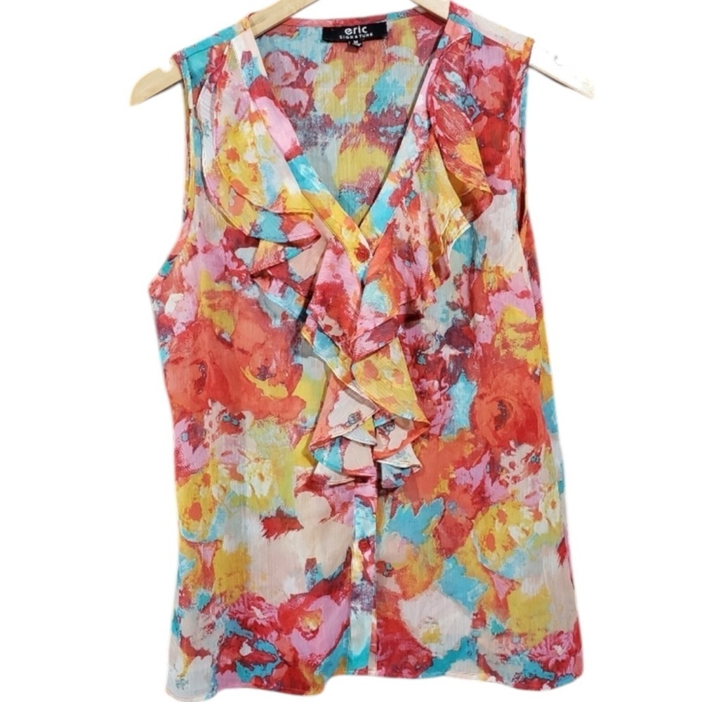 Eric | Floral Ruffle Blouse Sz M EUC - Picture 3 of 12